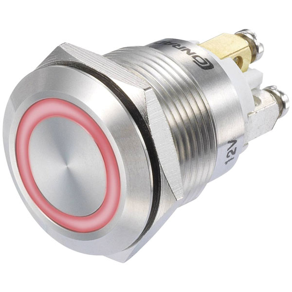 TruComponents 781896 Pushbutton ,Panel Mount,Off/(On),SPST,Scr/ter...