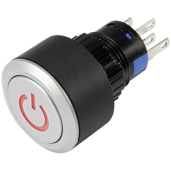 TruComponents 781913 Pushbutton ,Panel Mount,Off/(On),NO/NC,Solder...