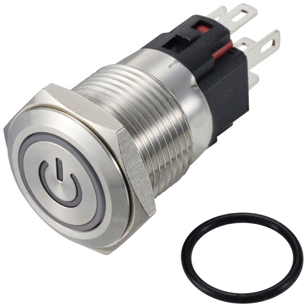 TruComponents 782579 Pushbutton ,Panel Mount,Off/(On),SPDT,Solder,IP65