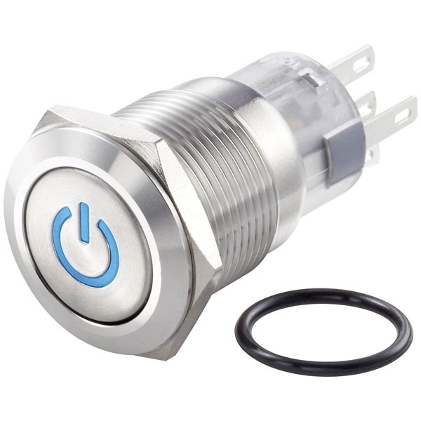 TruComponents 782650 Pushbutton ,Panel Mount,Off/On,SPST,Solder,IP40