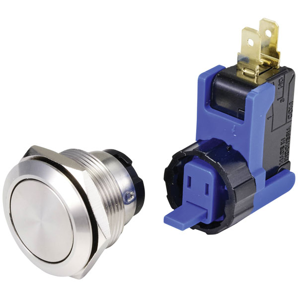 TruComponents 782668 Pushbutton ,Panel Mount,On/(On),NO/NC,Solder,IP40