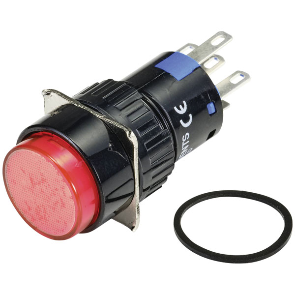 TruComponents 782676 Pushbutton ,Panel Mount,Off/(On),NO/NC,Solder...