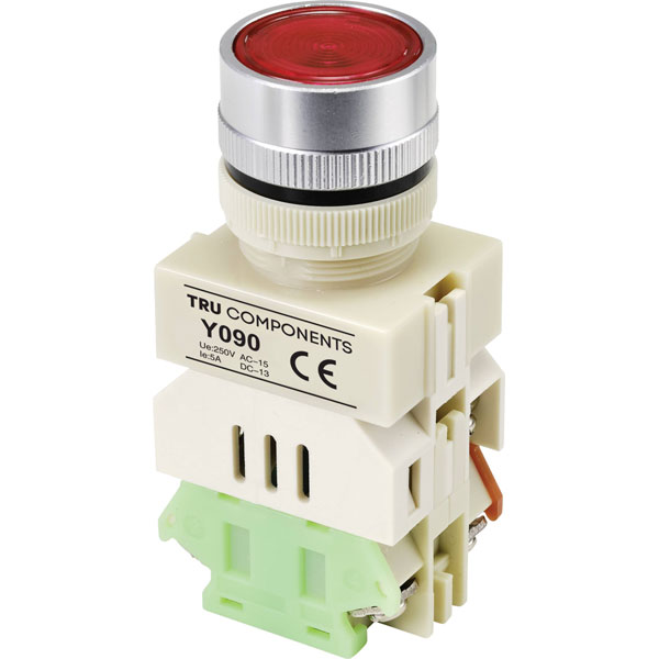 TruComponents 782682 Pushbutton ,Panel Mount,On/(On),NO/NC,Scr/term