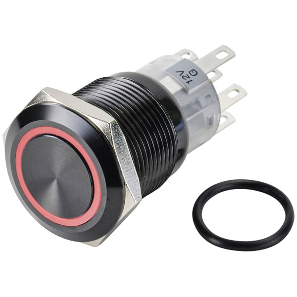 TruComponents 782714 Pushbutton ,Panel Mount,On/(On),DPDT,Solder,IP65