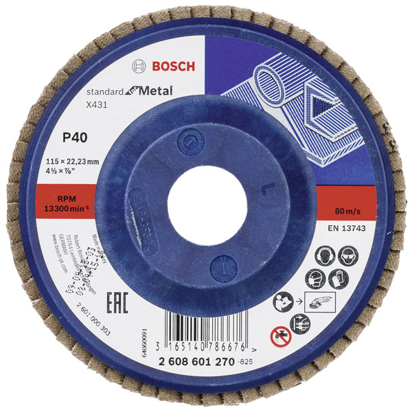 Bosch 2608601272 X431 Flap Disc 115mm Metal Finishing Angle Grinde...