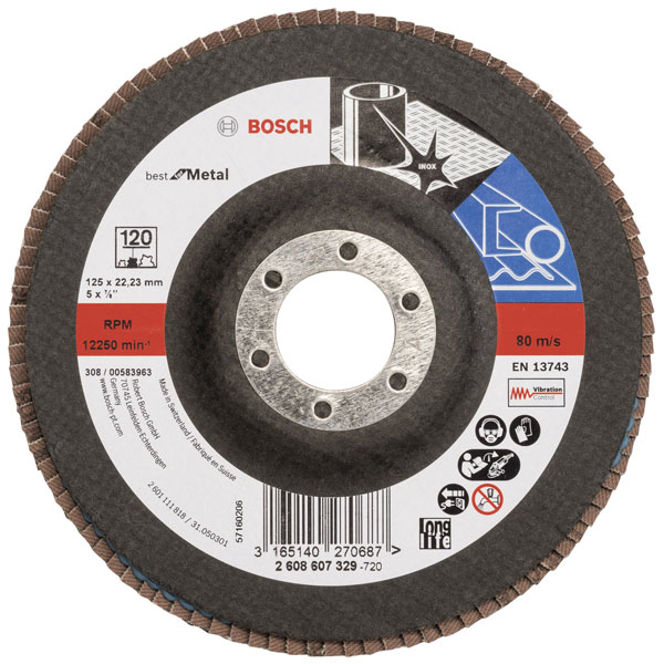 Bosch 2608607341 X571 Flap Disc 125mm Metal Grinding Best Durability