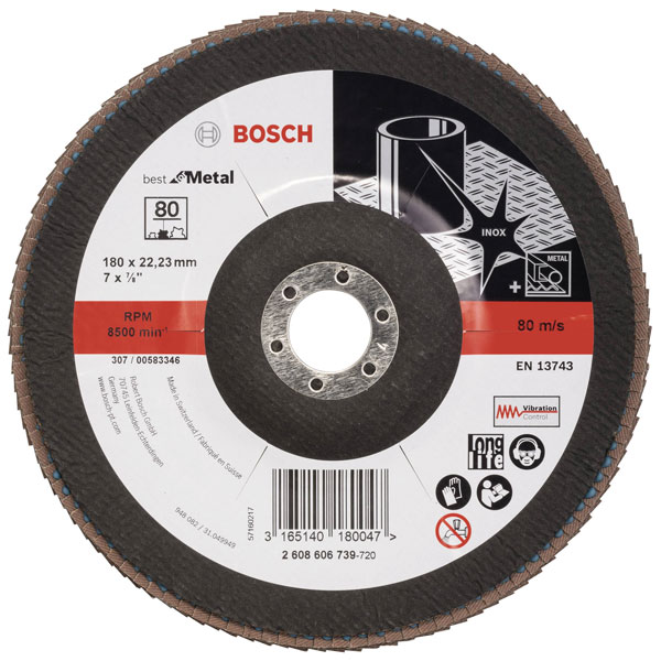 Bosch 2608606739 X571 Flap Disc 180mm Metal Long-lasting Angle Grinder