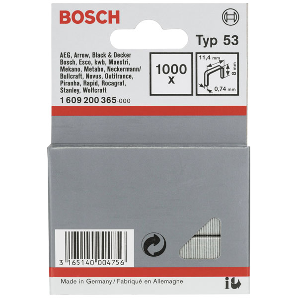 Bosch 1609200365 Type 53 Staples 1000 pieces 8x11.4 mm For Thin Ma...