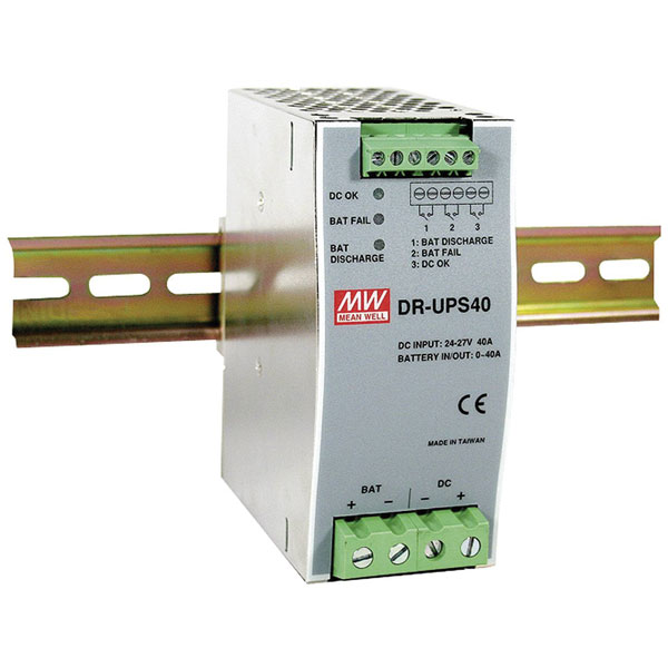 Mean Well DR-UPS40 PSU Rail Mount 24V 2A LED battery test polarity...