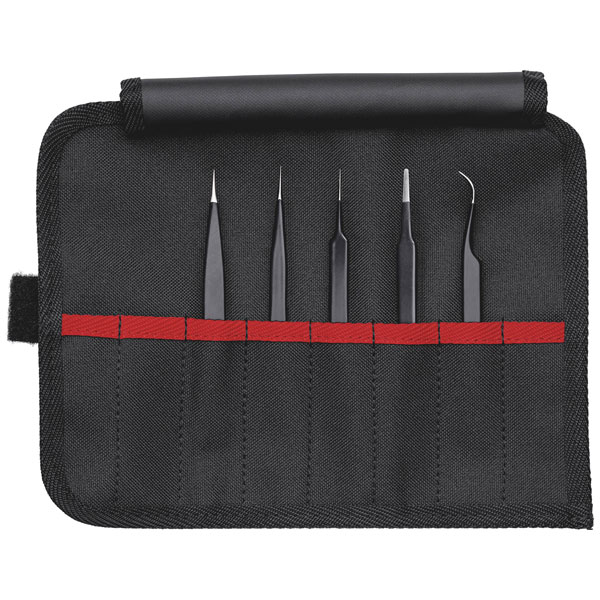 KNIPEX 92 00 01 ESD Universal Tweezers Set ESD 5 parts 90 mm