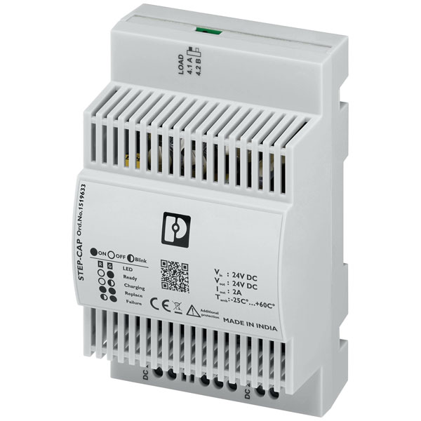 Phoenix Contact 1519633 STEP-CAP 24VDC Rail-mount UPS 0.4 kJ 2 A o...