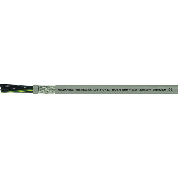 Helukabel 16375 F-CY-JZ Control Lead 7G 1mm² Grey Sold per Metre
