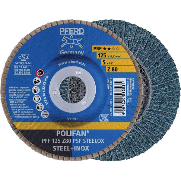 PFERD 67689053 PFR 125-M Z 40 SGP CURVE steelox flap Disc 125 mm 1...