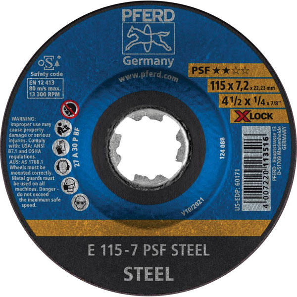 PFERD 62011115 PSF Grinding Disc 115mm steel use 10pcs X-LOCK holder