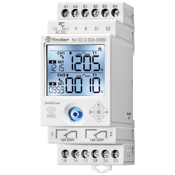 Finder 84.02.0.230.0000 DIN Rail timer 230V AC NFC/joystick large ...