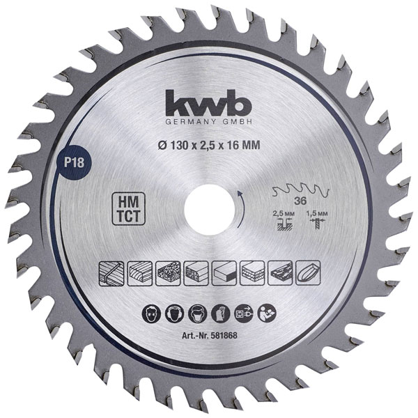 kwb 581868 Circular Saw Blade 130x16mm hard Metal fine tooth 1pc
