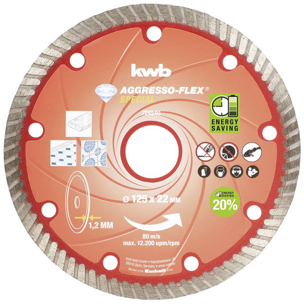 kwb 724540 diamond cutting disc 125mm for Concrete Granite marble