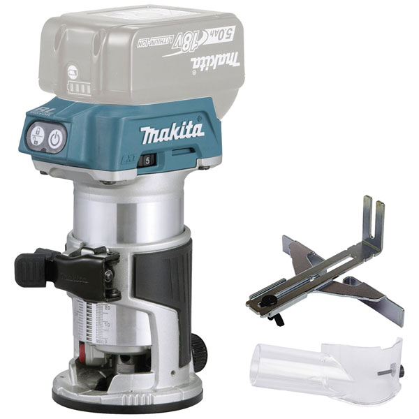 Makita DRT50Z Cordless Shaper with LED 6mm/8mm sleeves edge trimming