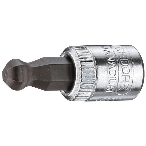 Gedore 2219409 Screwdriver Bit 1/4" ball head Internal Hexagon 4 mm