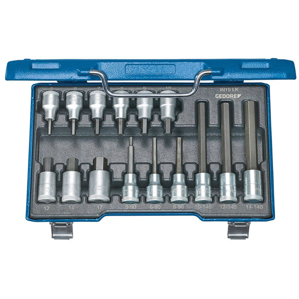 Gedore 6129360 Screwdriver Set 1/2" 15 Pieces Internal Hexagon 5-17mm