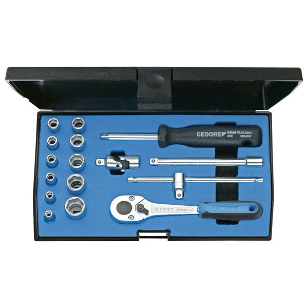 Gedore 6162220 Socket Wrench Set 1/4" 16 pieces, hexagonal 4-13 mm
