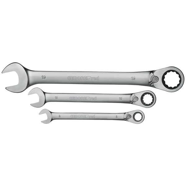 Gedore RED 3300873 Combination Ratchet Wrench Set 12 Pieces 8-19 mm