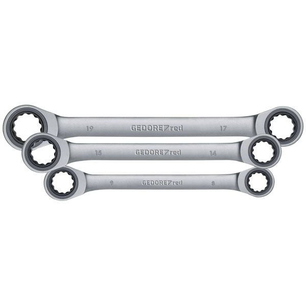 Gedore RED 3300898 Double Combination Ratchet Wrench Set 6 Pieces ...