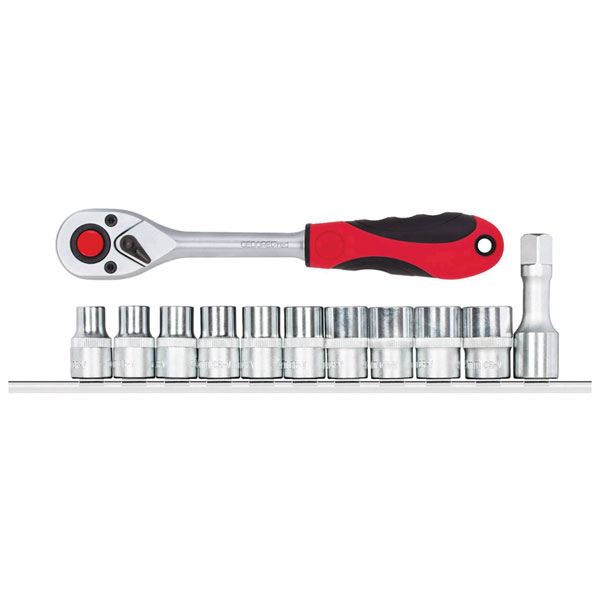 Gedore RED 3300030 Socket Wrench + Ratchet 1/2" 6-point + Bar 12 p...