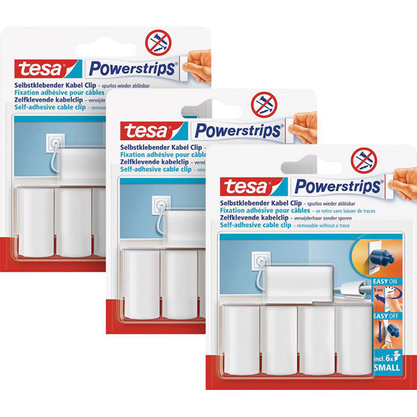 tesa 58035-00500-01 Powerstrips cable clips white 15pcs easy no-re...