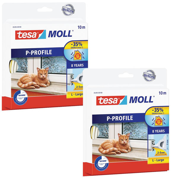 tesa 05412-00500-00 UNIVERSAL draught excluder white 10m x 9mm 2pcs