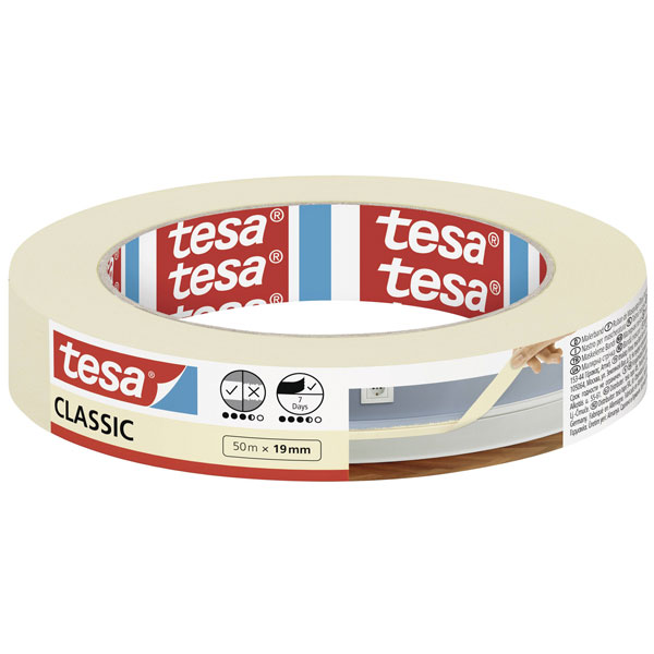 tesa 52807-00000-03 classic Masking Tape white 50m x 50mm solvent-free