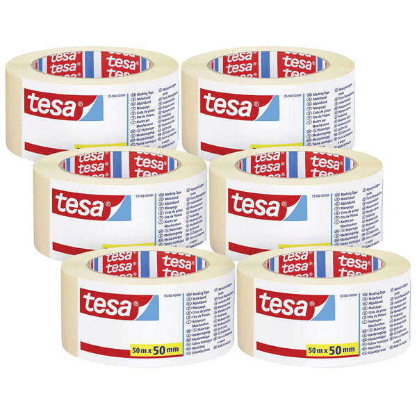 tesa 05288 UNIVERSAL Masking Tape Transparent LxW 50mx50mm 6pcs re...