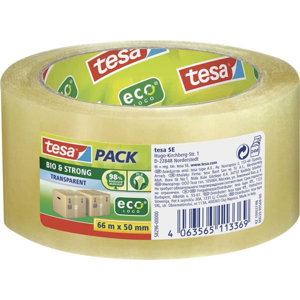 tesa 58296 bio & strong Packaging Tape transparent 66m x 50mm 1pc