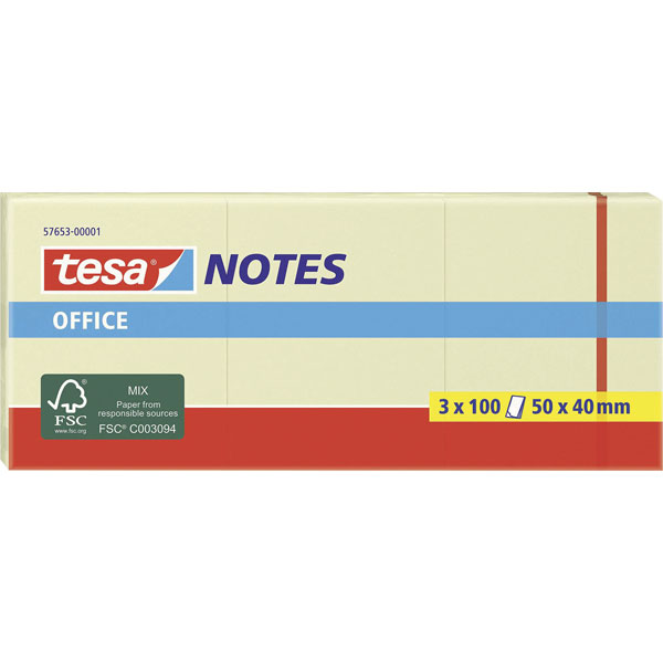 tesa 57653-00001-05 Sticky Note 50x40mm Yellow 3pcs for office & home