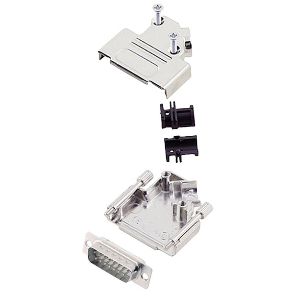 Encitech 6355-8003-02 D-Sub Pin Strip set 15 Pins 45° Solder Bucket