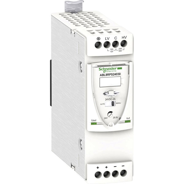 Schneider Electric ABL8RPS24100 DIN rail PSU 24VDC 10A robust design