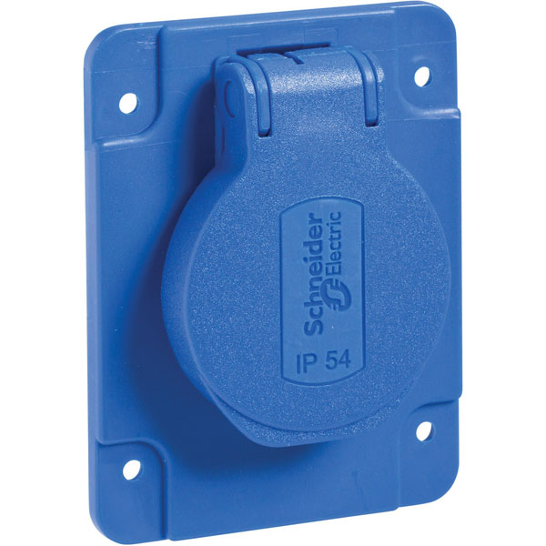 Schneider Electric PKS61B Wet room Schuko Socket blue lid IP54 bac...