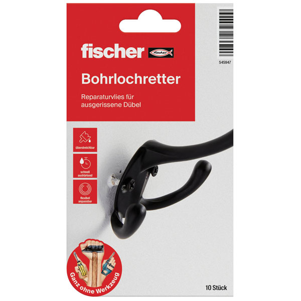 Fischer 545947 Repair cloth 10pcs easily fixes oversized drill holes