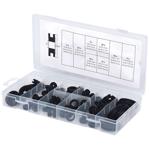 KS Tools 970.0050 Rubber Grommets Assortment, 110 Pcs