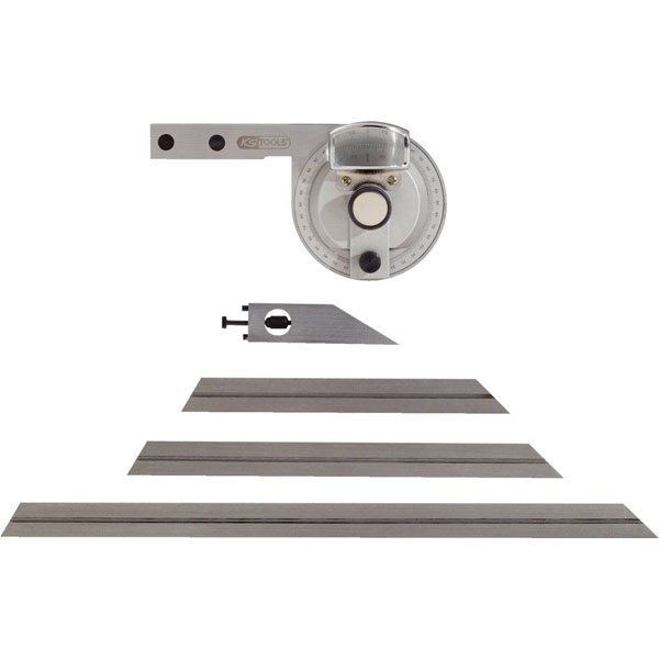 KS Tools 300.0700 Protractor With Rule, 220mm