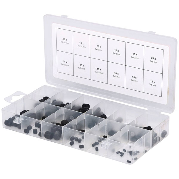 KS Tools 970.0400 Headless Screws Assortment, 3X5mm-10X12mm, 160 Pcs