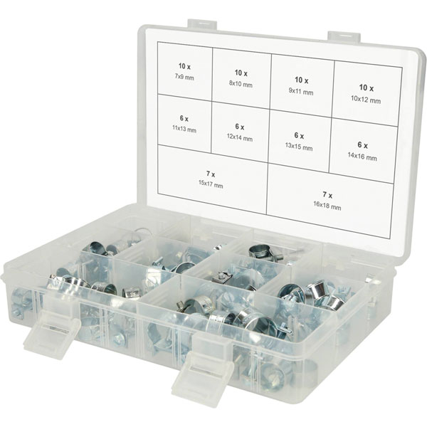 KS Tools 970.0830 Assortment Single Ear Hose Clamps, Ø 5.8-21mm, 1...