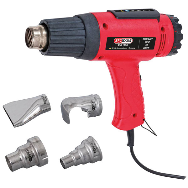 KS Tools 960.1190 Heat Air Blow Gun Set With 4 Attachments