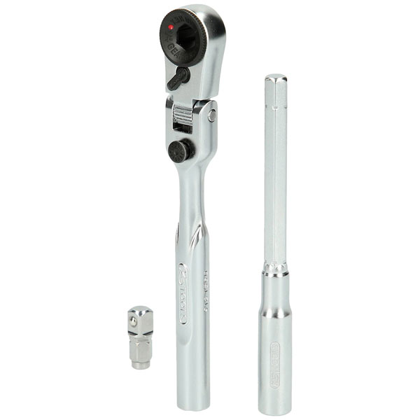 KS Tools 918.1590 3-Piece 1/4" Bit Joggle Ratchet Set - Plug Adapt...