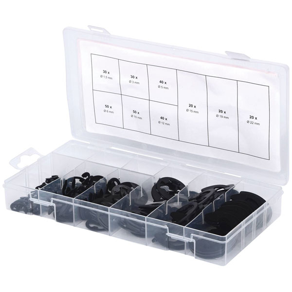 KS Tools 970.0110 E-Ring Circlips Assortment, Ø1,5-22mm, 300 Pcs