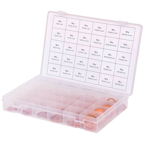 KS Tools 970.0140 Copper Washers Assortment, 5-28, 300 Pcs