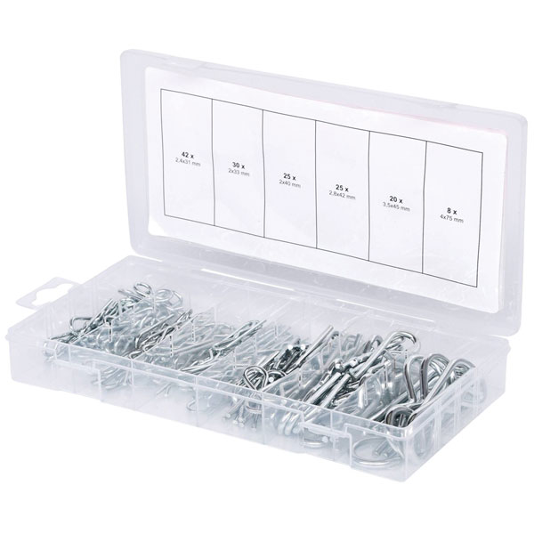 KS Tools 970.0060 Spring Split Pins Assortment, 1.8X33-3.9X75, 150 Pcs
