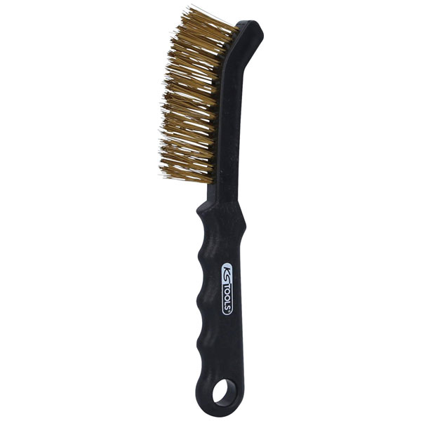 KS Tools 201.2340 Brass Wire Brake Saddle Brush, 2-Row, Straight