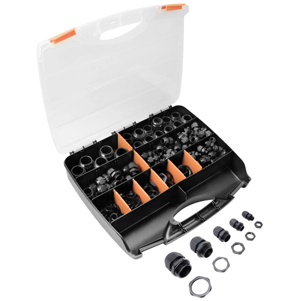 Quadrios 2102CA128 Cable Gland Set M20 PA66 Black Waterproof Envir...