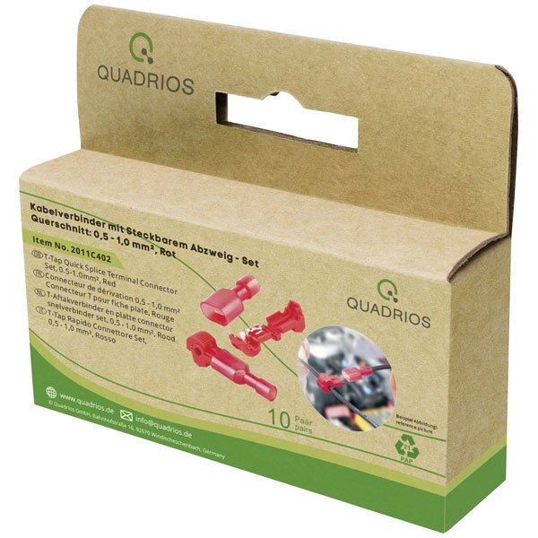 Quadrios 2011C404 Stub Connector 4-6mm² 2 Pins 20pcs Yellow